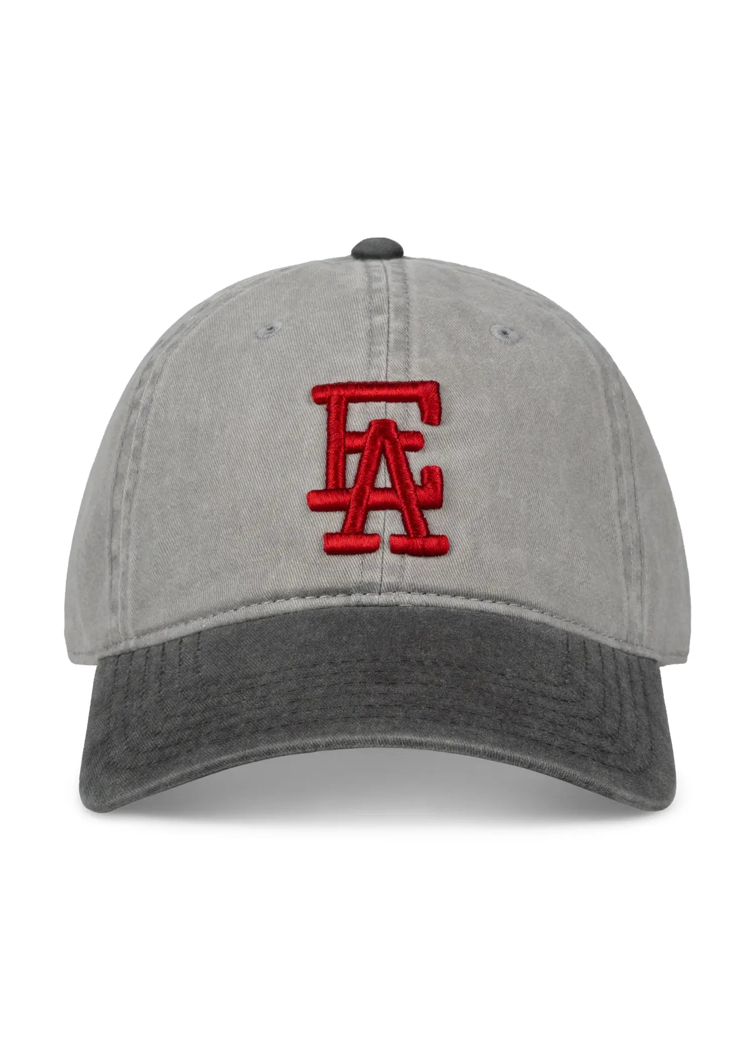 Aaron Esh luxury designer cap with AE logo in Grey and Red - front view