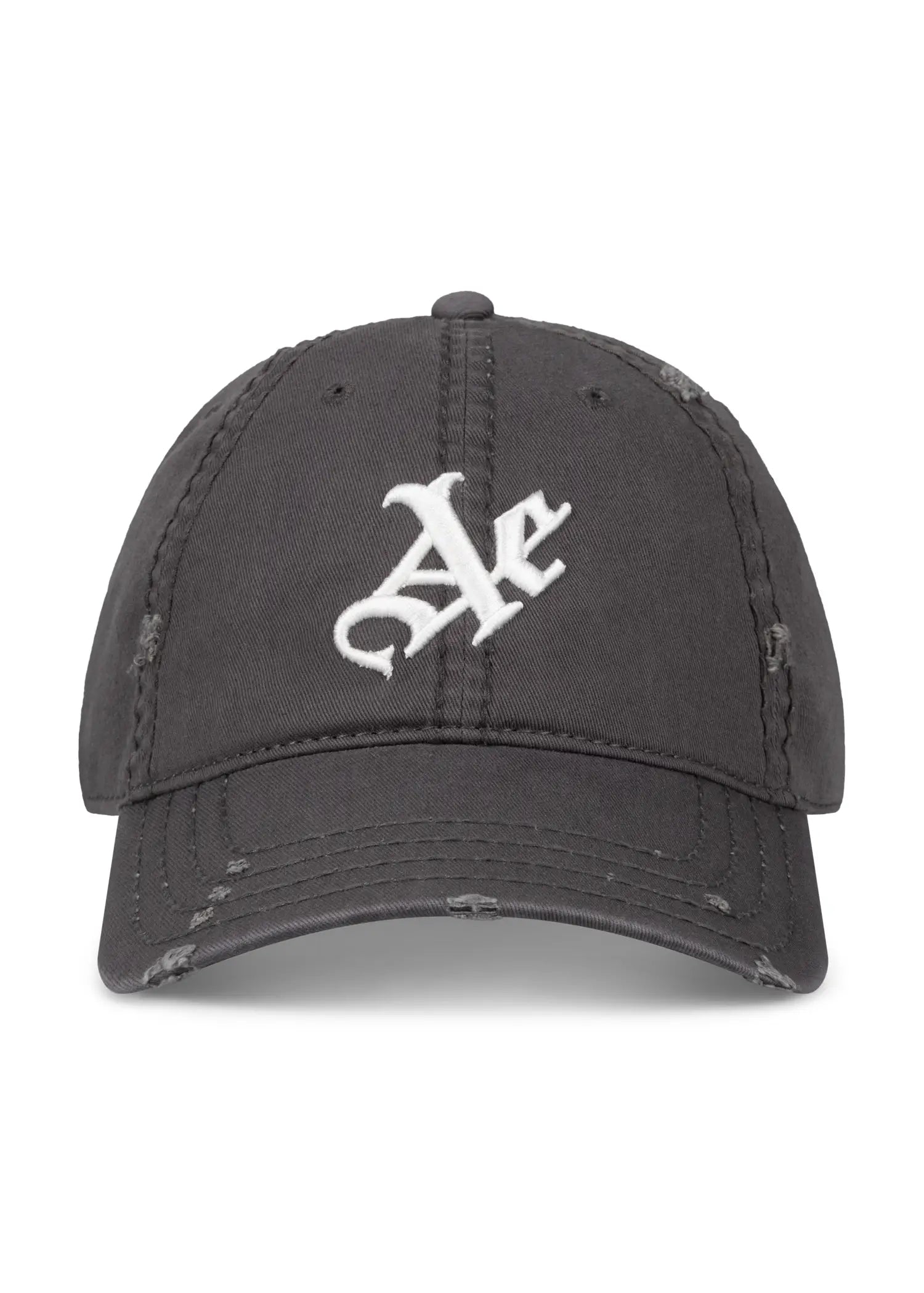 Aaron Esh luxury designer cap with AE logo in grey and white - front view